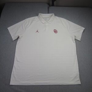 Oklahoma Sooners Polo Shirt Mens XXL White Jordan Dri Fit NCAA